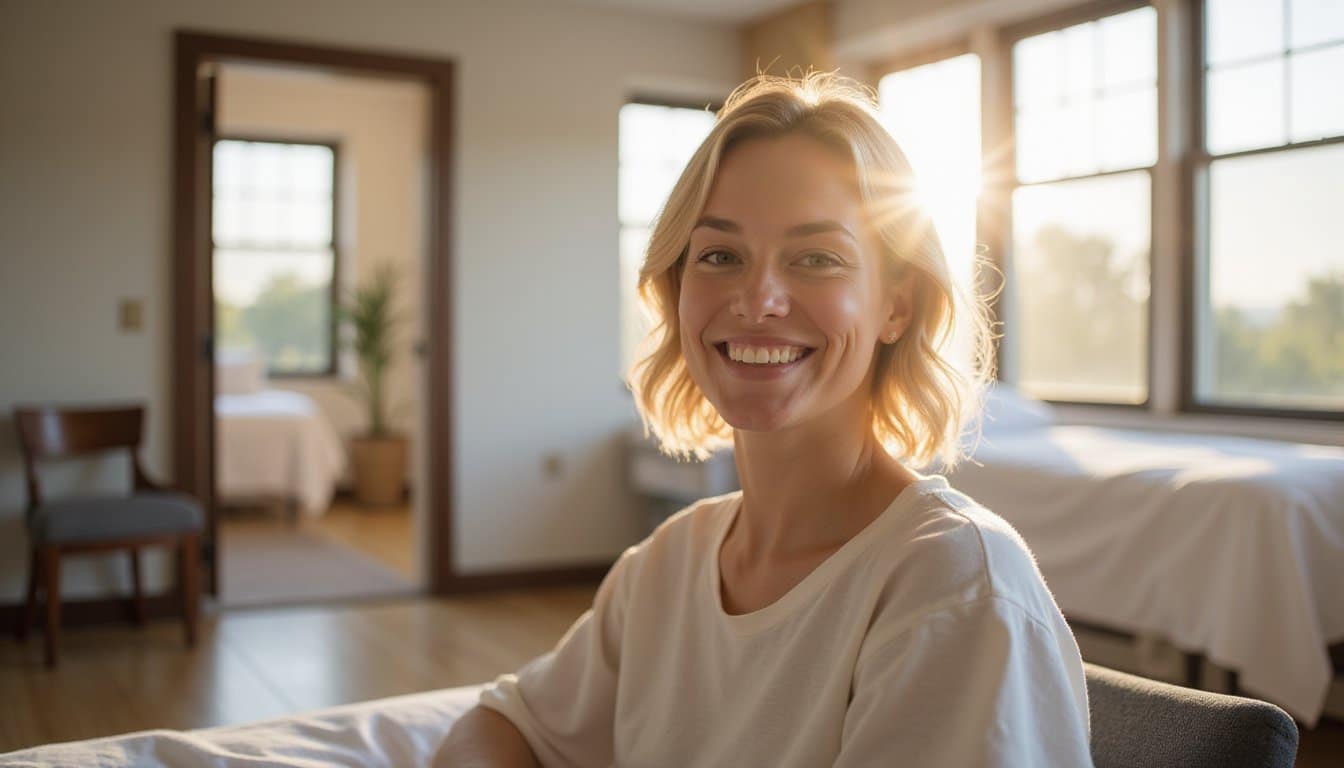 Natural light fills room where person rests during alcohol detox