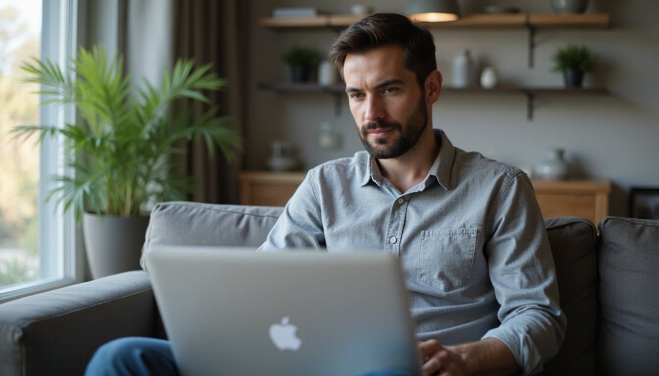 adult using laptop